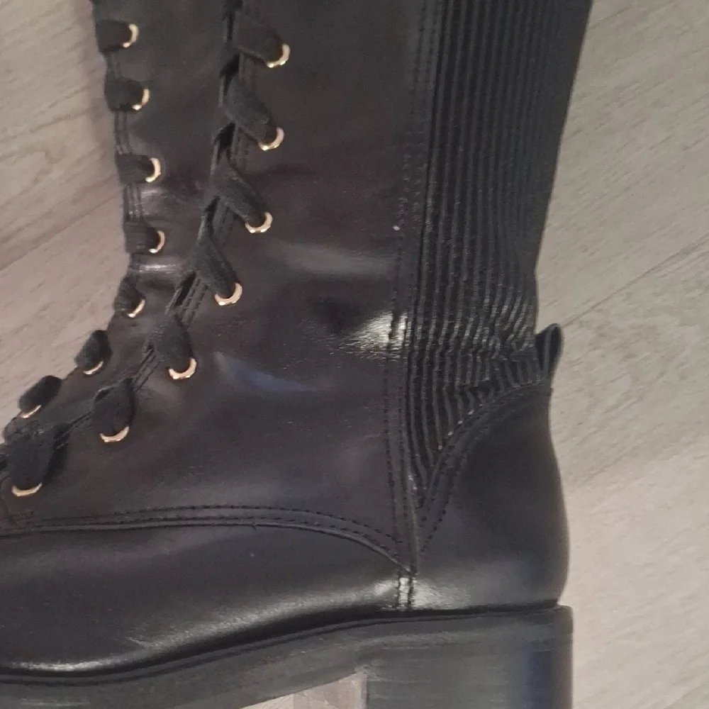 Louise Et Cie - Black Leather Lace Up Biker Boots